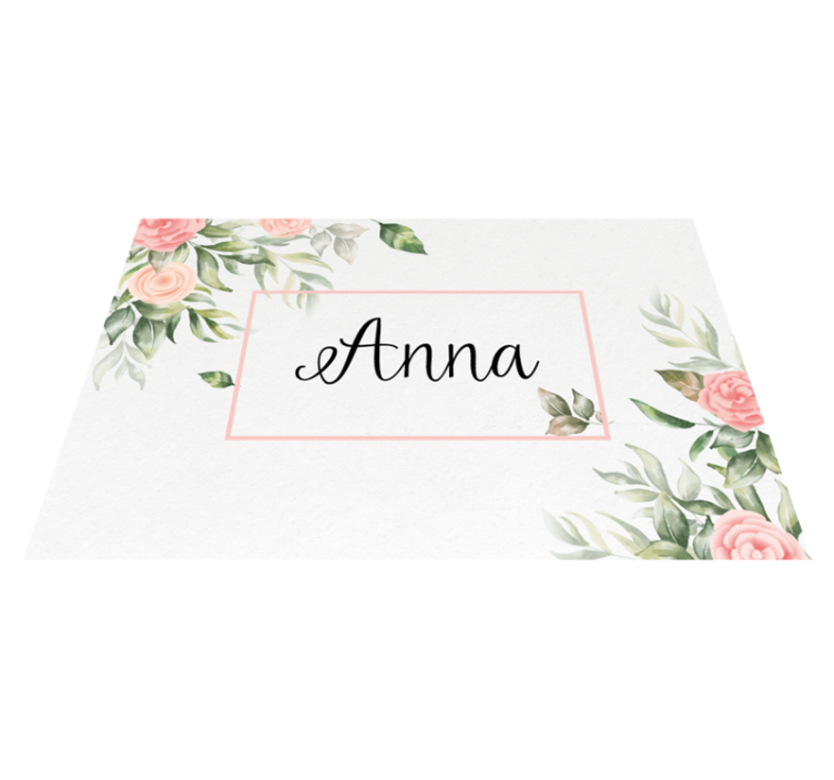 Spisebrikke med navn blomsterdesign tilpasset - Tenstickers