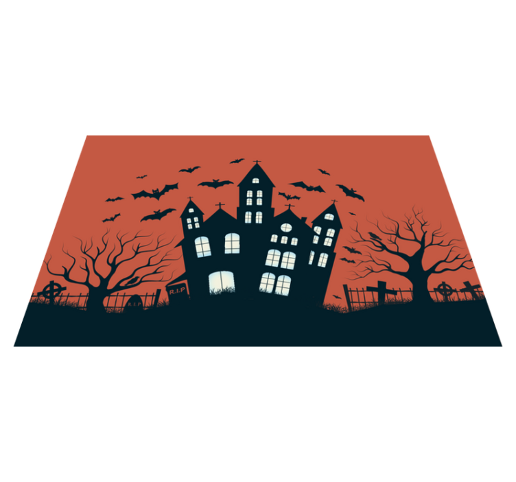 Stjerneklar slott med flygende flaggermus spisebrikke Halloween - Tenstickers