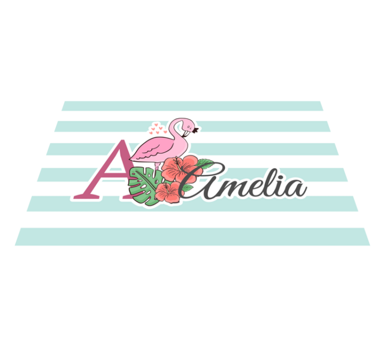 Spisebrikke spedbarn flamingo monogram amelia - Tenstickers