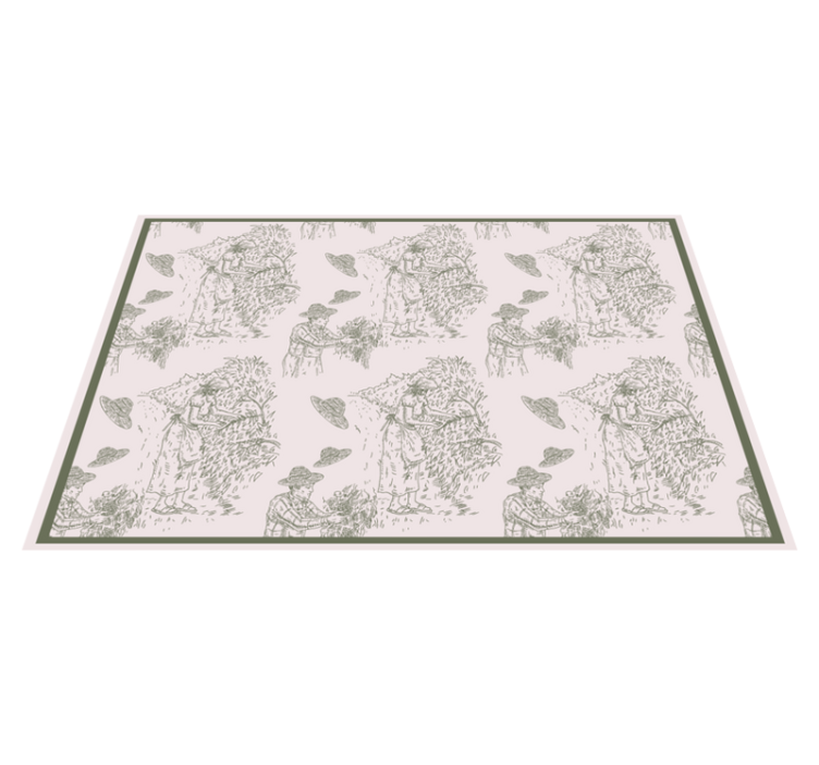 Fransk vintage mønster i grønt spisebrikke original - Tenstickers