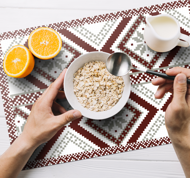 Nordiske snøfnugg rødgrå spisebrikke original - Tenstickers