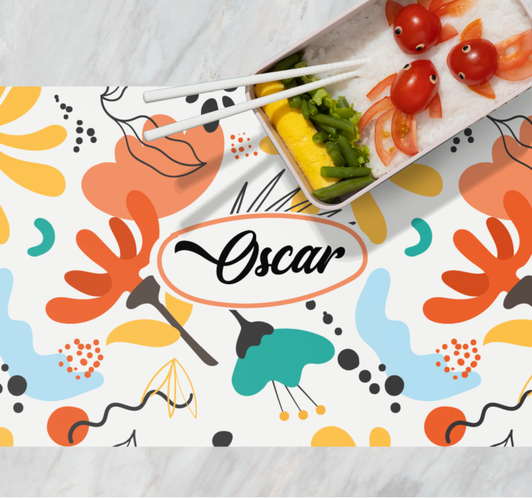 Abstrakt kunst med lyse farger spisebrikke med navn - Tenstickers