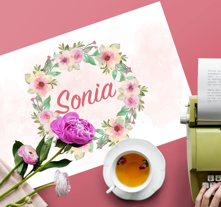 Akvarell blomster egne navn spisebrikke - Tenstickers