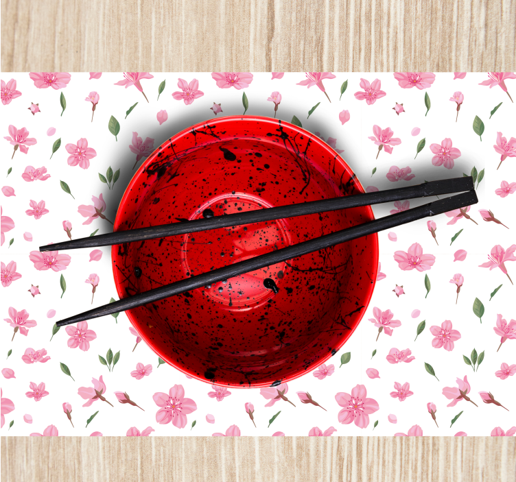 Akvarell rosa blomster spisebrikke original - Tenstickers