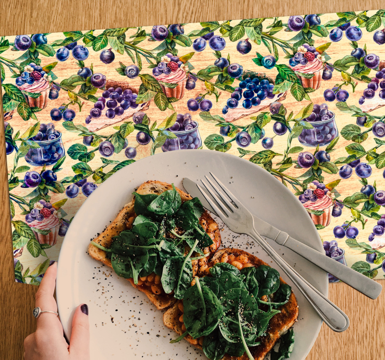 Blåbær grener vinylplattemat - Tenstickers