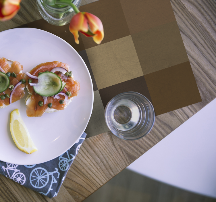 Brune firkanter mønster elegante spisebrikker - Tenstickers