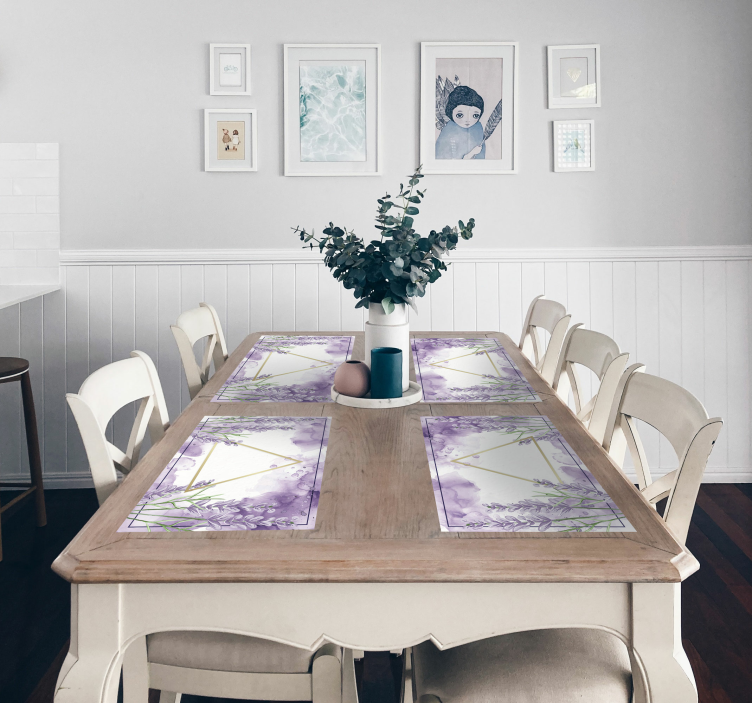 Digital lavendel trekant moderne spisebrikke - Tenstickers