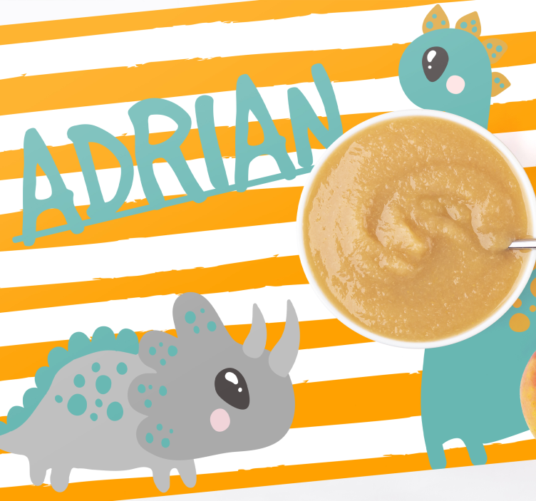 Dinosaurblå og oransje personlige spisebrikker - Tenstickers