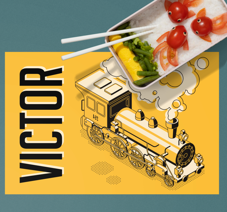 Fint togdesign og navn spisebrikke med navn - Tenstickers