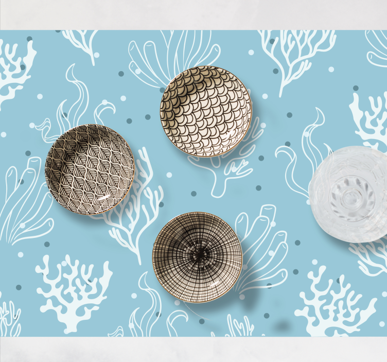 Håndtegnet korallmønster spisebrikke rektangulær - Tenstickers