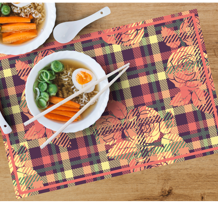 Klassisk rutemønster med roser spisebrikke moderne - Tenstickers