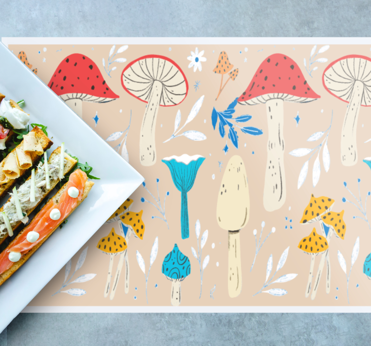 Klassisk sopp beige bakgrunn spisebrikke original - Tenstickers