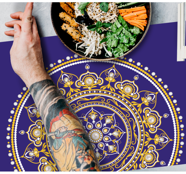 Lilla og gull india mønster spisebrikke elegant - Tenstickers