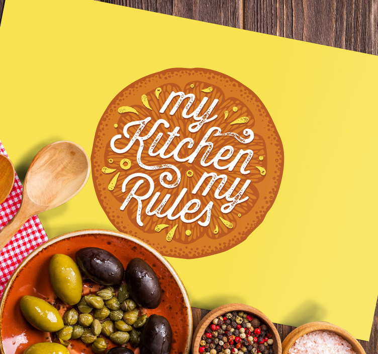 Mantel oransje hånd tegne kjøkken sitat placemats - Tenstickers