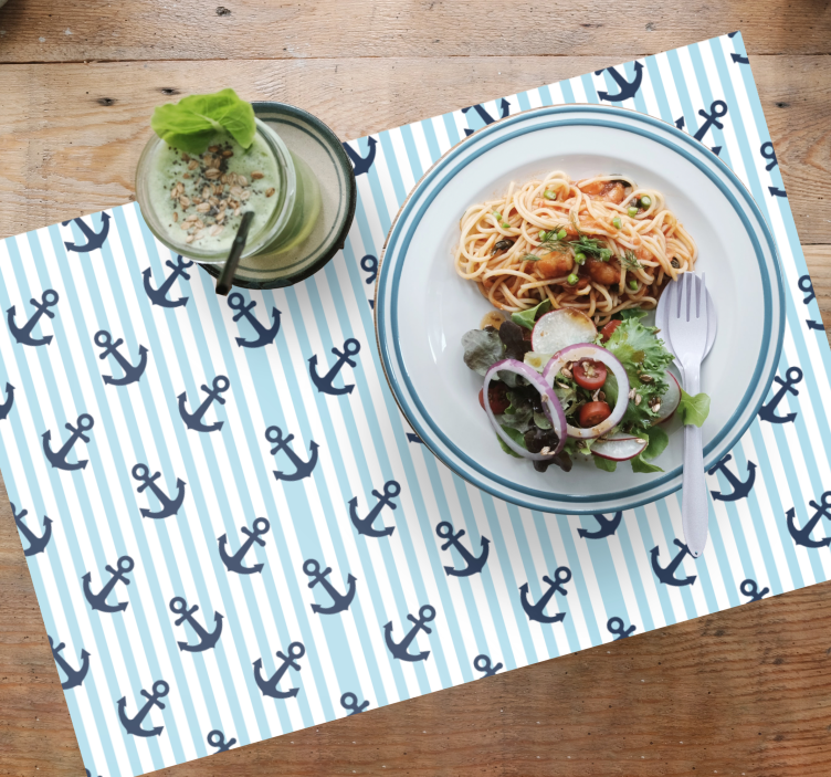 Marineblå vertikale striper mønster spisebrikke rektangulær - Tenstickers