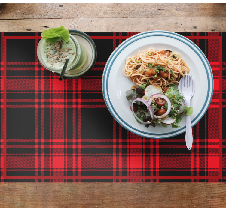 Menzies tartan svart rød rutemønster spisebrikke tekstur - Tenstickers