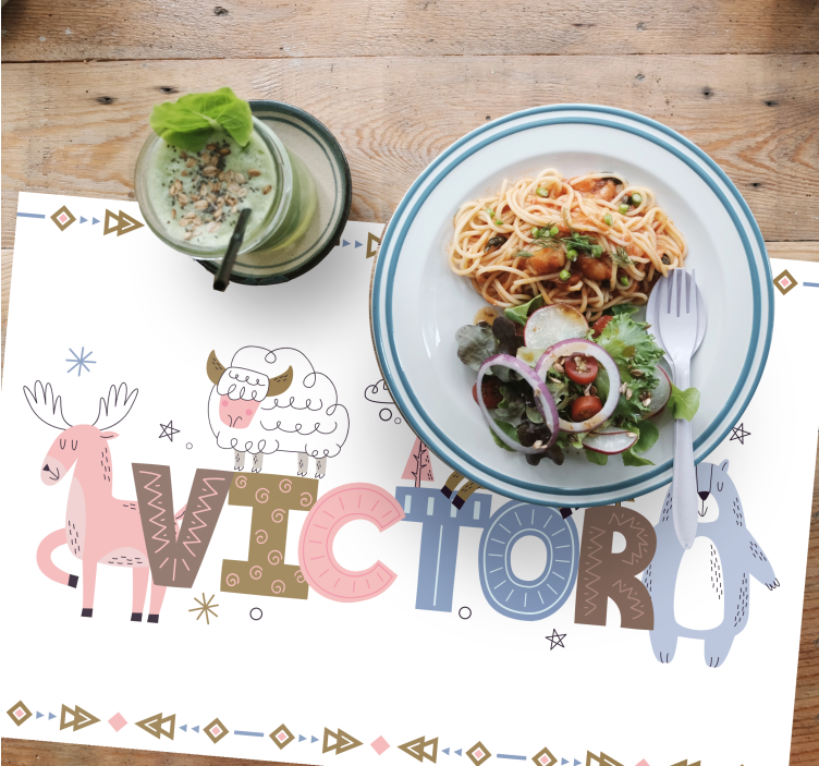 Polare smådyr med navn som kan tilpasses spisebrikke med navn - Tenstickers