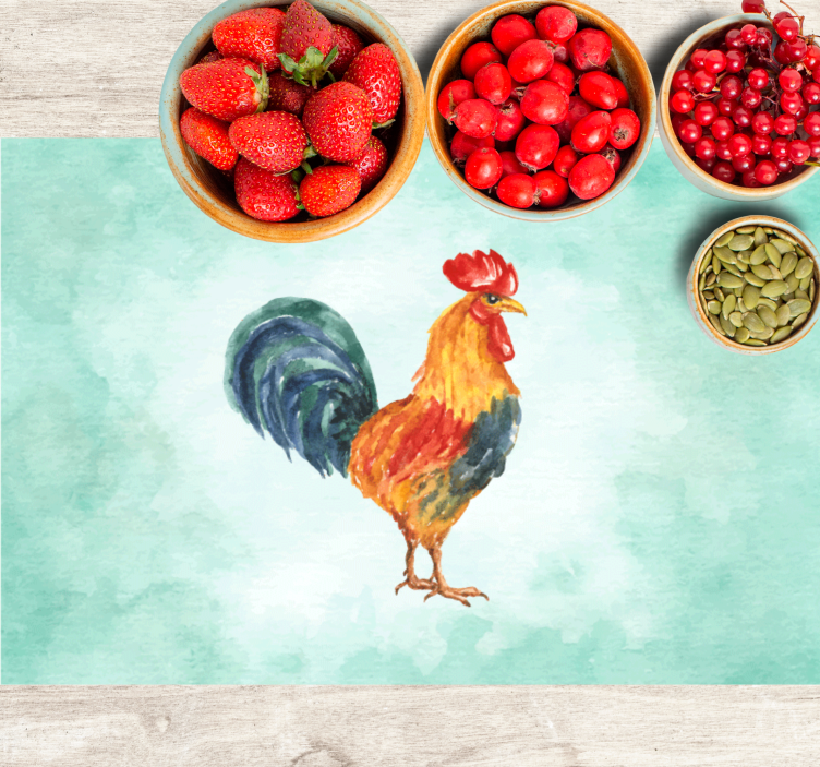 Realistisk farget tegning av hane spisebrikke moderne - Tenstickers