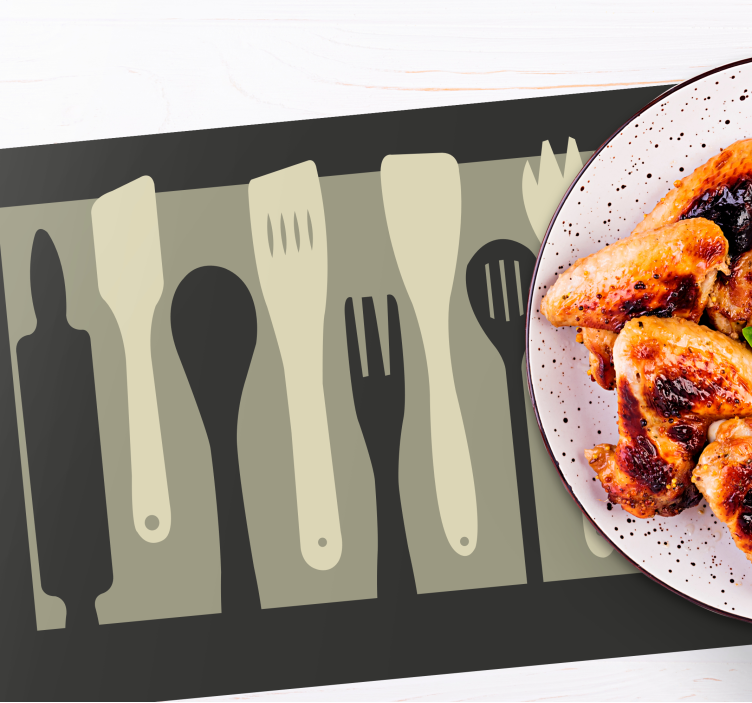 Redskaper på grå og beige bakgrunn spisebrikke moderne - Tenstickers