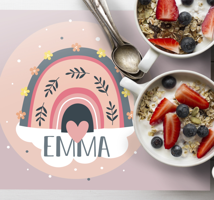 Regnbue med navn for personlige bordplater - Tenstickers