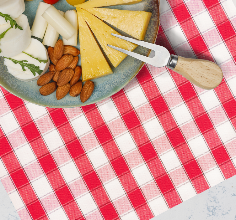 Røde rutete teksturerte spisebrikker - Tenstickers