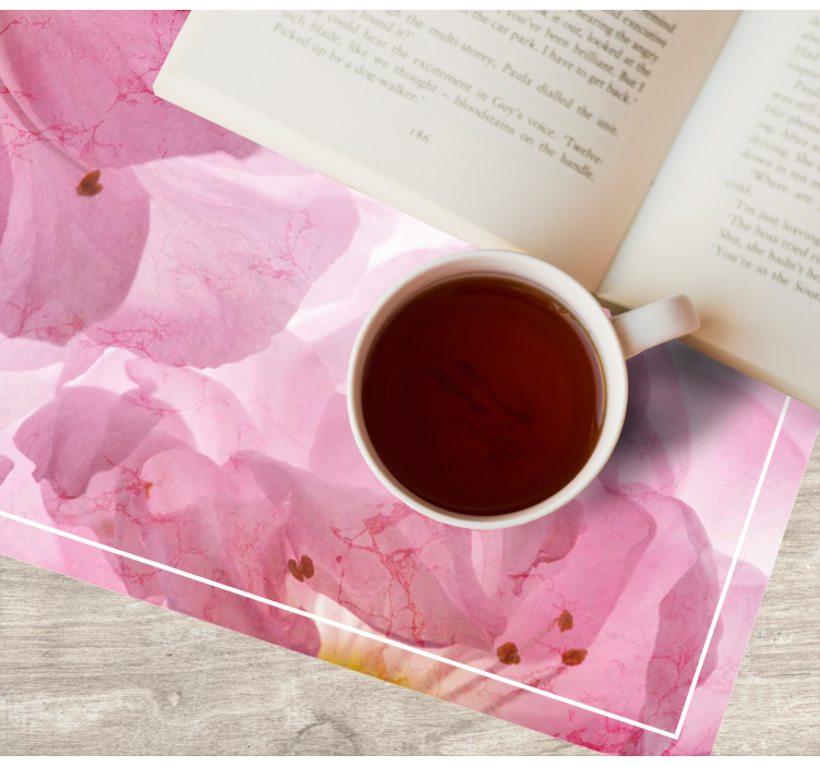 Rosa blomster med blader spisebrikke original - Tenstickers