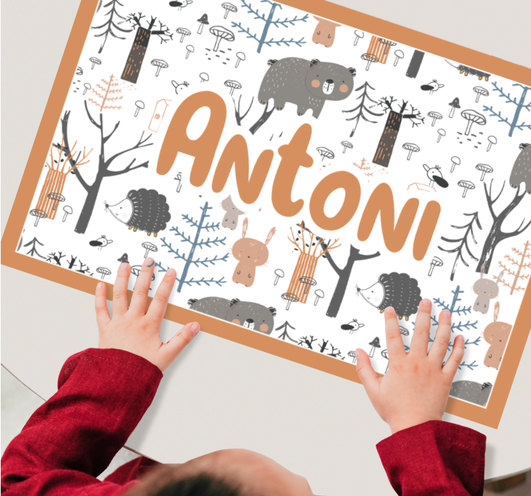 Skandinavisk skog med dyr spisebrikke spedbarn - Tenstickers