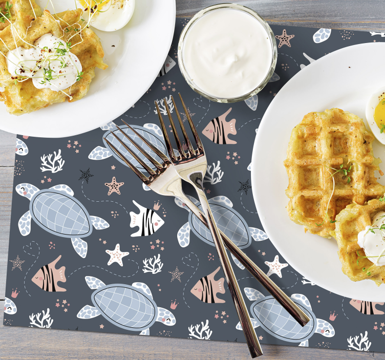 Skilpadder og fisk under havskilpadde spisebrikker - Tenstickers