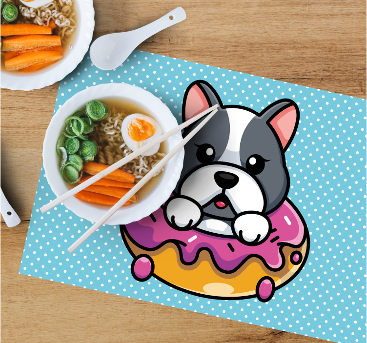 Søt hund inne i en smultring spisebrikke original - Tenstickers