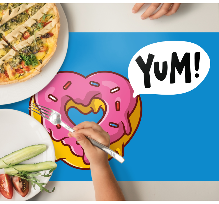 Hjerte donut med YUM snakkeboble spisebrikke - Tenstickers