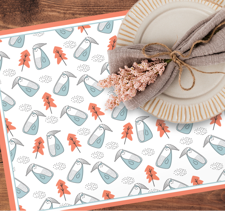 Søte minimalistiske pingviner med trær spisebrikke original - Tenstickers