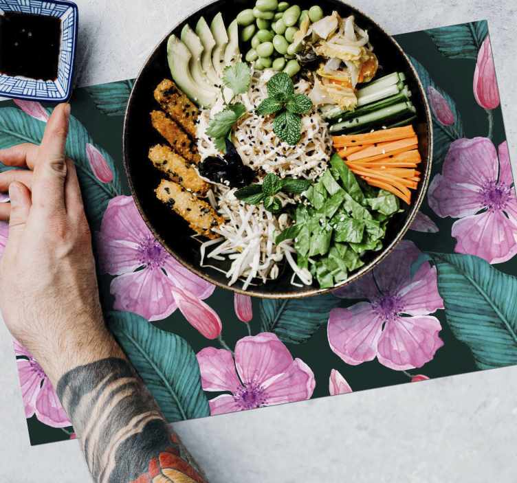 Store tropiske blomster spisebrikker - Tenstickers