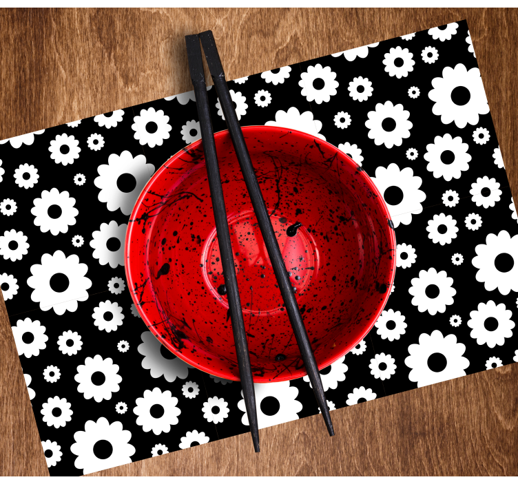 Svart bakgrunn hvite tusenfryd vinyl spisebrikker - Tenstickers