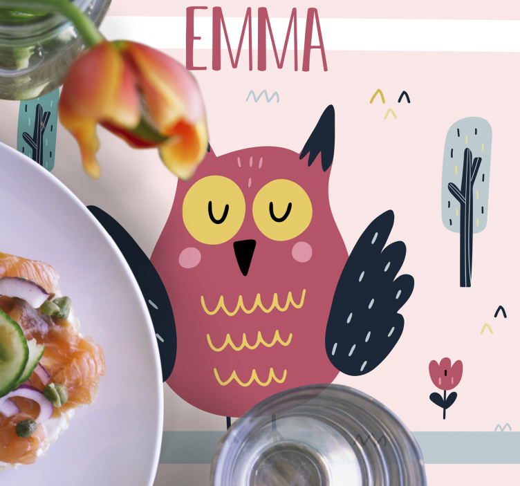 Ugler med navn personlige spisebrikker - Tenstickers