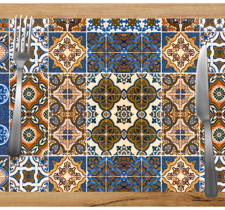 Vintage fargerik flis spisebrikke elegant - Tenstickers