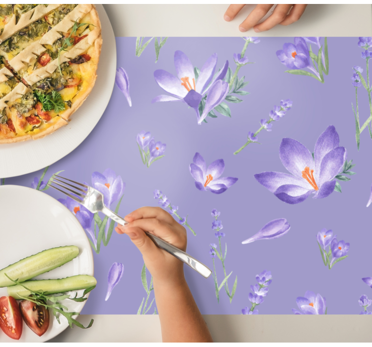 Vintage lilla blomster spisebrikke original - Tenstickers