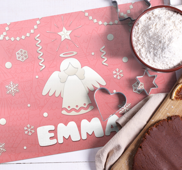 Engler og trær med tekstjulebord - Tenstickers