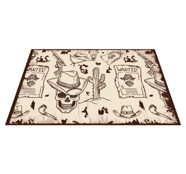 Spisebrikke original med hodeskalle og cowboymotiv - Tenstickers