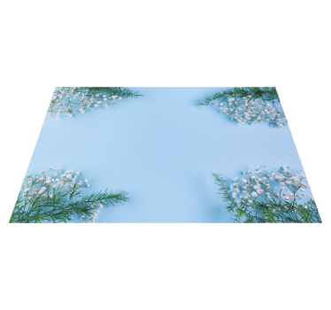 Blå bakgrunn med blomster originale vinylplattematter - Tenstickers