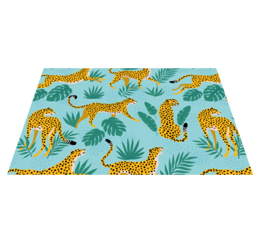 Leopardmønster og grønne blader spisebrikke original - Tenstickers