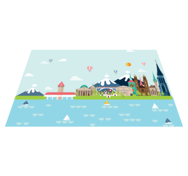 Fargerik bylandskap spisebrikke original - Tenstickers