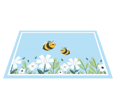 Hvit blomst med bie originale spisebrikke - Tenstickers