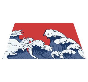 Rød kanagawa-bølge spisebrikke original - Tenstickers