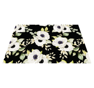 Søte hvite blomster på svart bakgrunn originale spisebrikke - Tenstickers