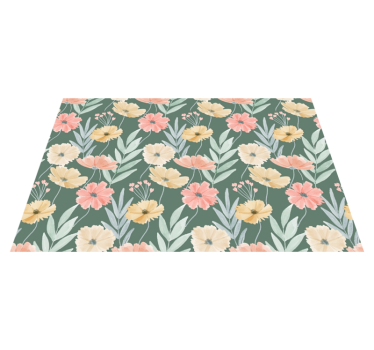 Spisebrikke original blomsterdesign med grønn bakgrunn - Tenstickers