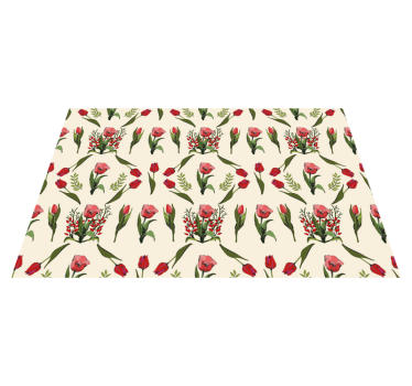 Spisebrikke original rød bolle blomster - Tenstickers