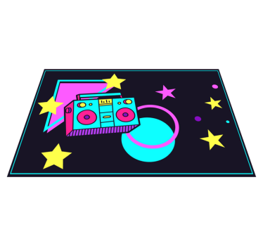 Spisebrikke original fargerik retro boom box - Tenstickers