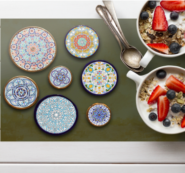 "boho" keramisk imitasjon runde spisebrikke - Tenstickers