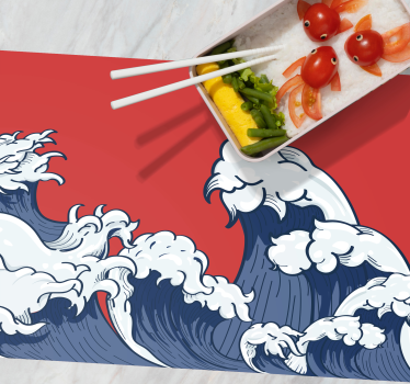 Rød kanagawa-bølge spisebrikke original - Tenstickers