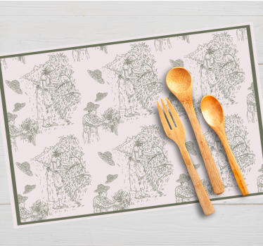 Fransk vintage mønster i grønt originale spisebrikke - Tenstickers